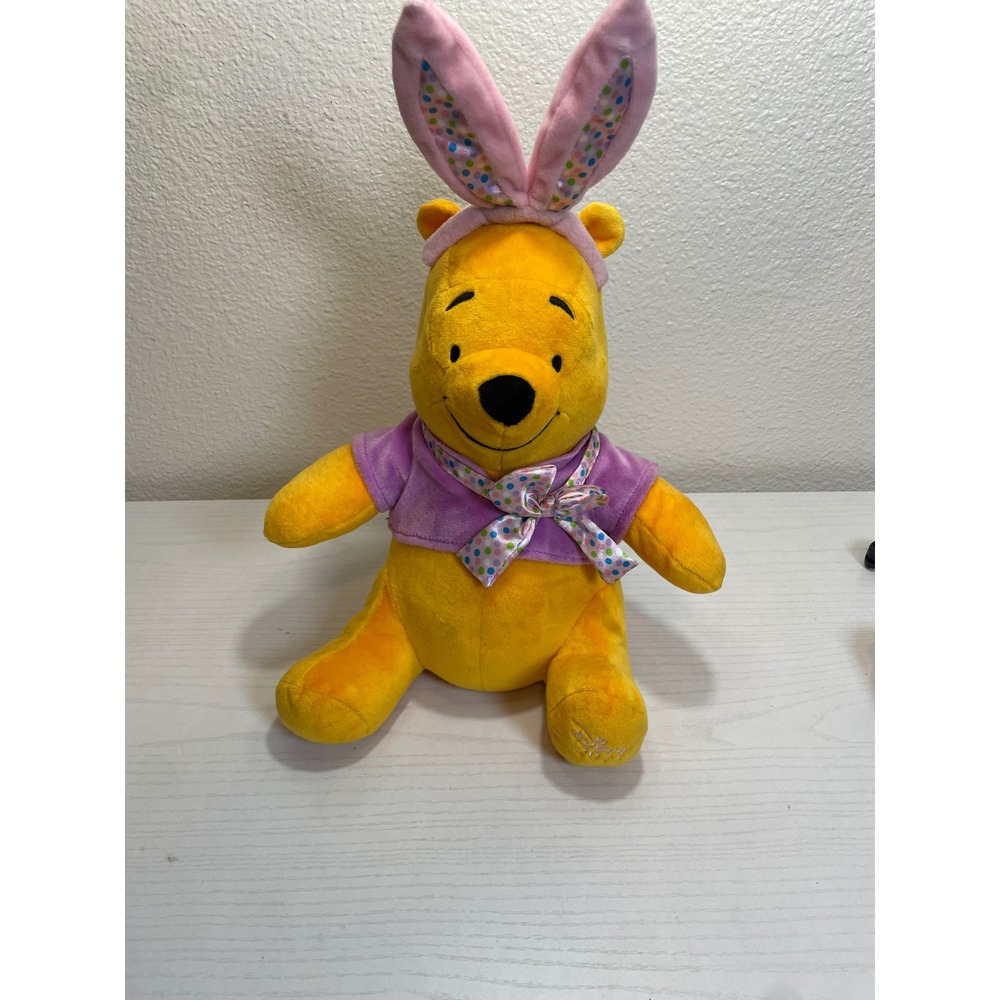 Disney Winnie the Pooh Easter Bunny Plush Toy Purple Shirt Polka Dot Scarf 2023